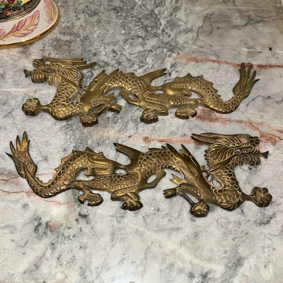 Set Of 2 Vintage Brass Dragons - Picture 5 of 11